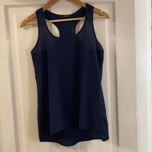 Navy blue high low tank